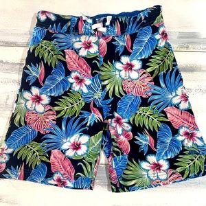 Tommy Bahama Floral Swim Trunks Mens S Tropical Velcro Pocket Built In Mesh